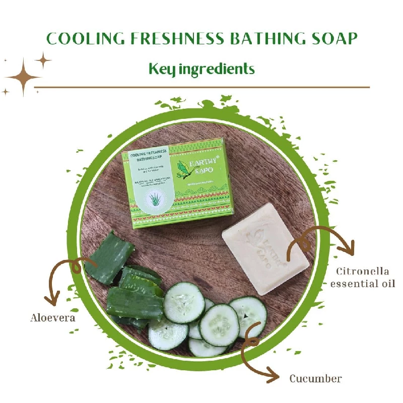 Earthy Sapo Handmade Cooling Freshness Bathing Soap, 100 g-4.webp